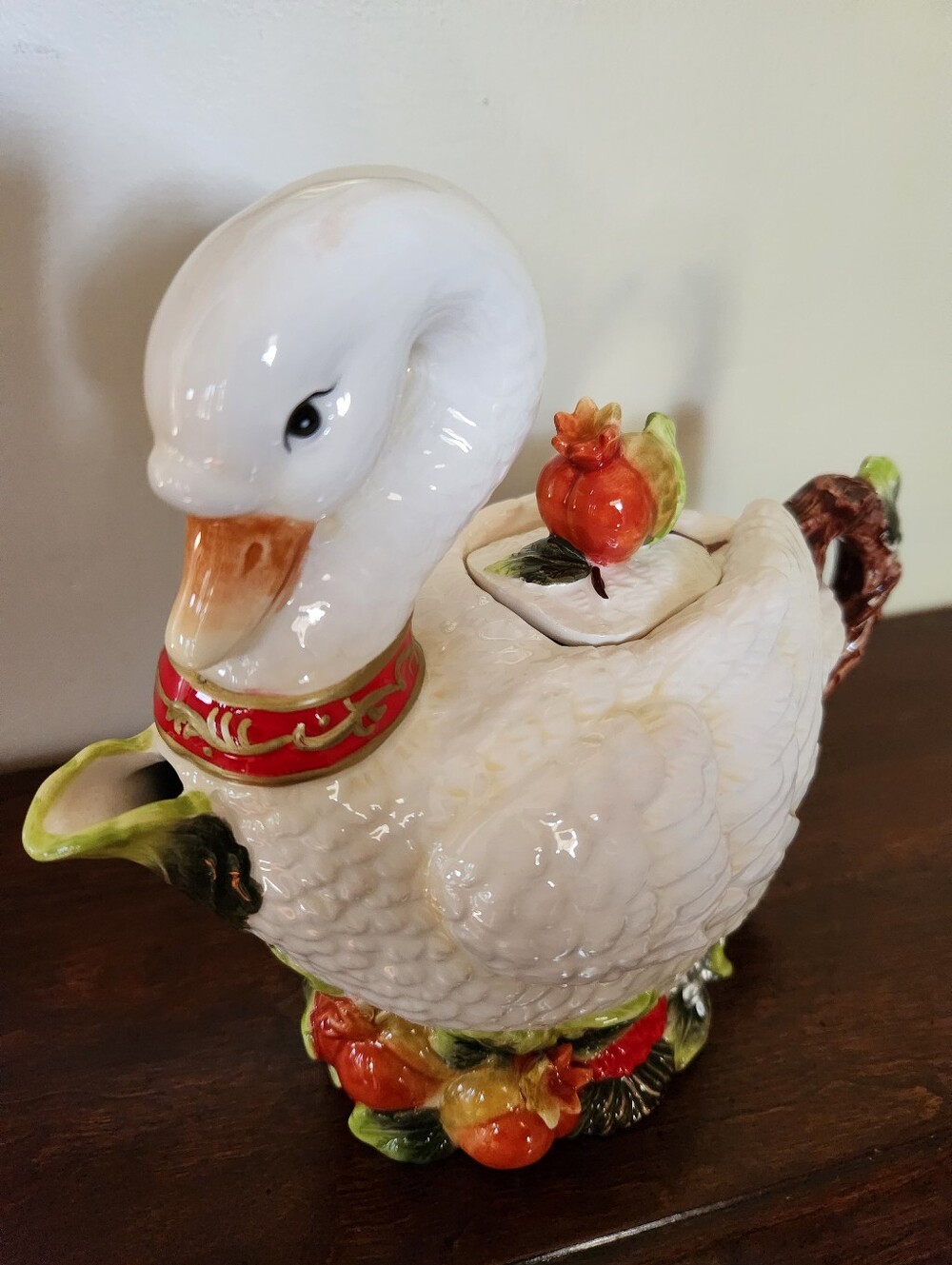 Porcelain Ceramic 8" Figural Duck Hand Painted Teapot